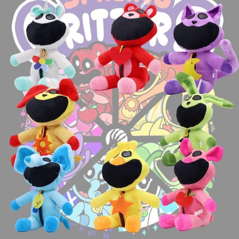 Poppy Playtime Bichos Sorridentes Pelúcias 30cm Roxo Posição Deitado Super Macio Pelúcia Curta Coleção de Animais