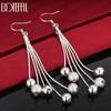 925 Sterling Silver Five-Snake Chain Beaded Earrings Fashion Gift