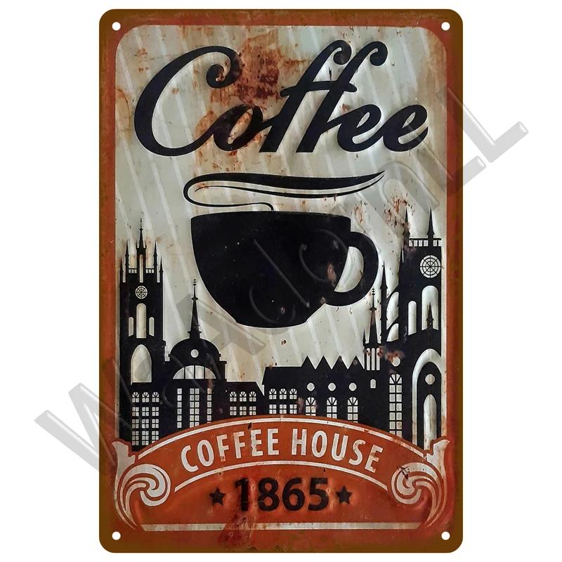 Vintage Tin Sign Plaque Metal Plate Wall Art Posters Metal Sign Retro Decor Coffee For Kitchen Bar Cafe Room Retro Iron Painting