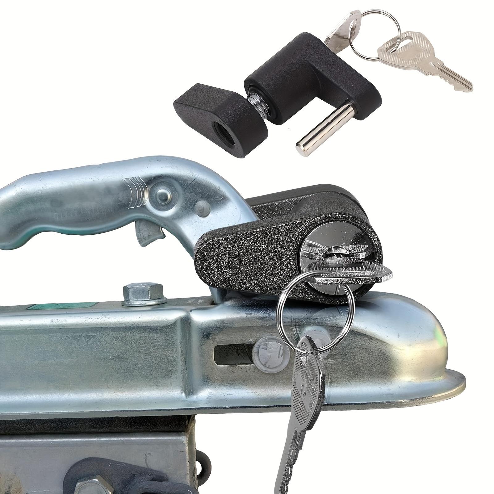 Heavy-Duty Trailer Tongue Hook Lock - Anti-Theft & Anti-Corrosion Trailer Hitch Lock with Keyed Cylinder Lock.