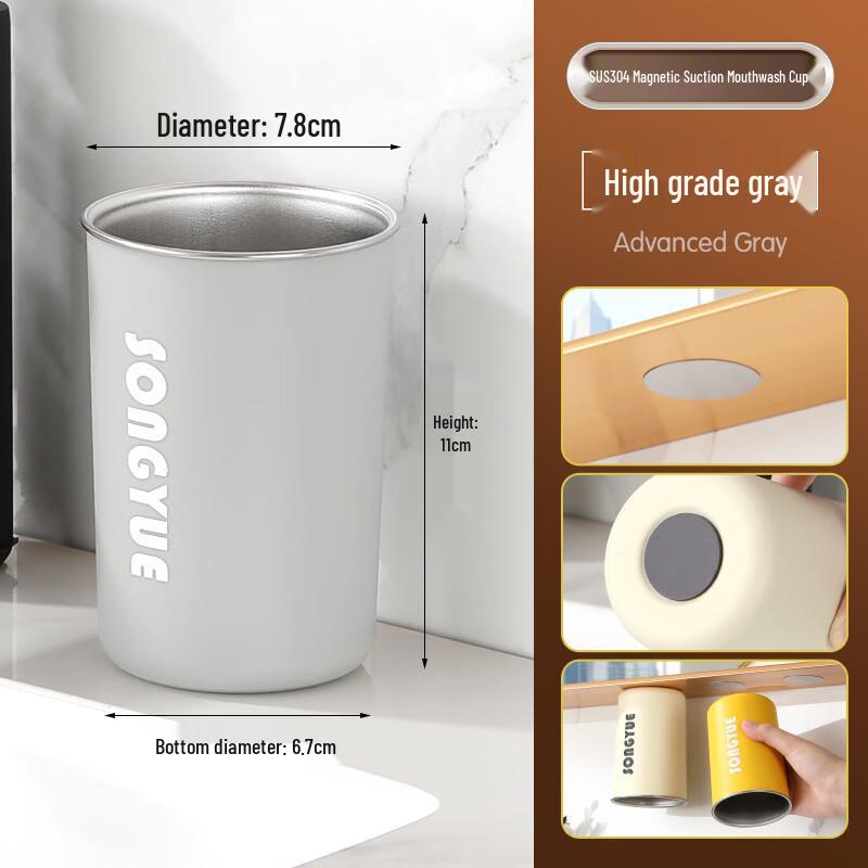 Magnetic No-Drill Toothbrush Holder with Cups