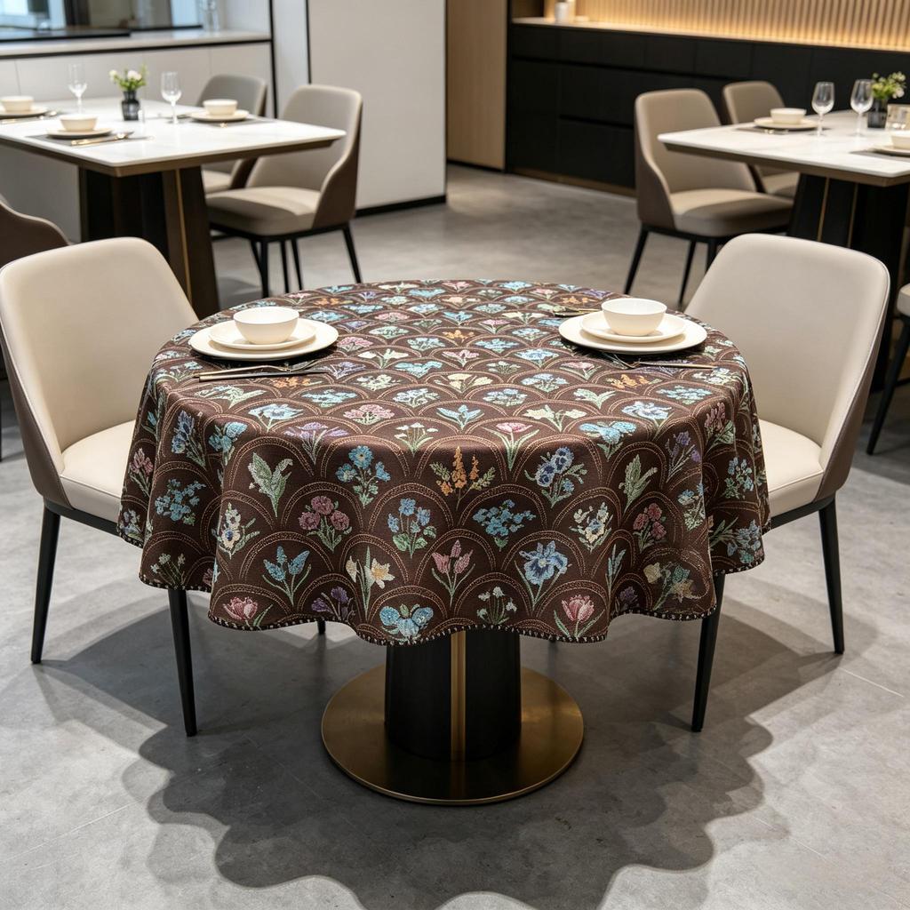Kitchen Dining Table Living Room Home Use Cotton Fabric Round Tablecloth