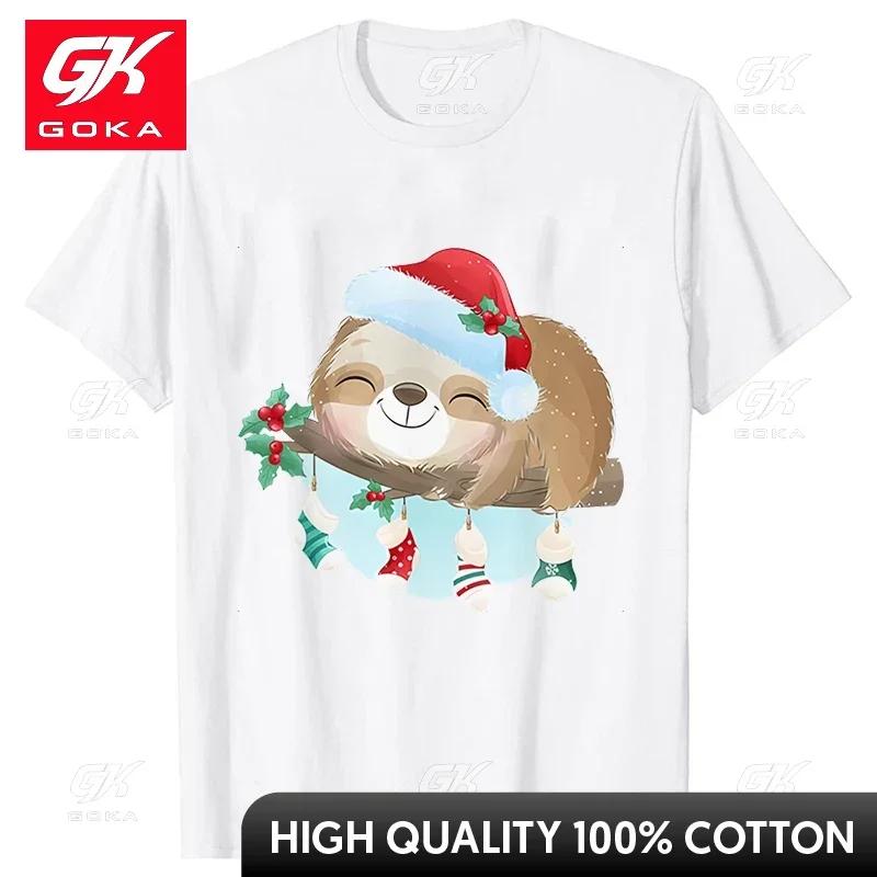 Fashion Sloth TShirt Short Sleeve Tees Yk Shirts for Unisex Funny Xmas Christmas Lights T Shirts Male Clothes Casual Streetwear