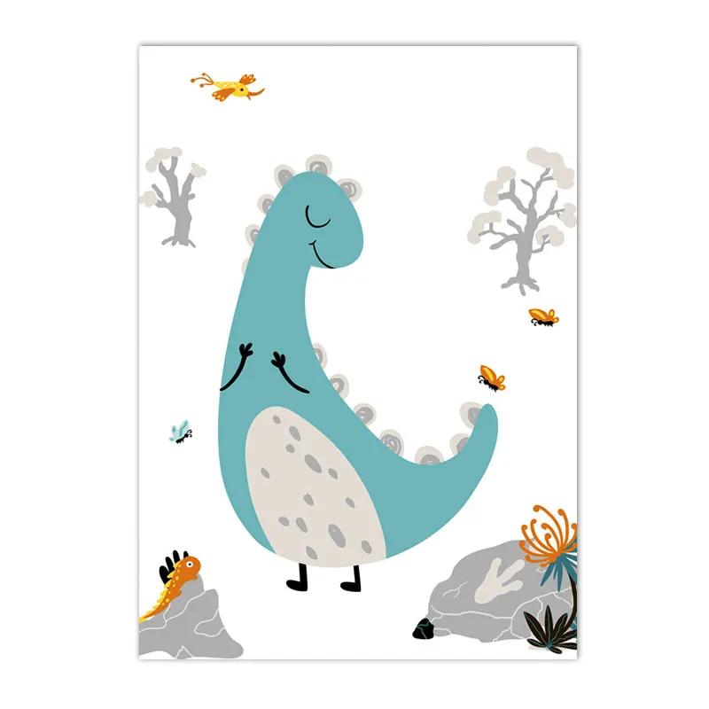 Alphabet and Number Wall Poster for Boys, Custom Name Canvas Painting, Colorful Dinosaur Print, Nursery Wall Art Picture, Kids R