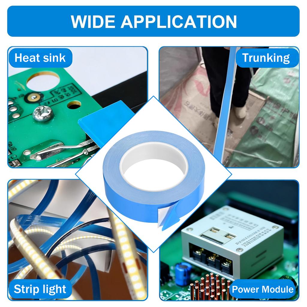 25m Double-sided Thermal Conductive Tape 5-30mm Wide Blue Heat Dissipation Tape for Bonding Cooling Heat Sinks