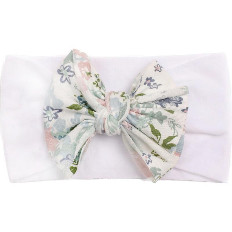 New nylon bow print children's headband, baby cute hair accessories, multi-colored girls' headscarf