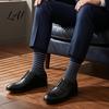 Daily Commute Work Socks Men Striped Crew Socks Cotton Dress Moisture Wicking Everyday Wear Resistant Breathable for Business Office Casual