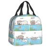 Cartoon Mochi Cat Peach And Goma Meme Lunch Bag Women Thermal Cooler Insulated Lunch Box for Work Office Travel Picnic Food Bags Practical Use