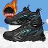 Men's shoes autumn and winter rotating button sneakers leather waterproof running shoes trendy couple dad shoes