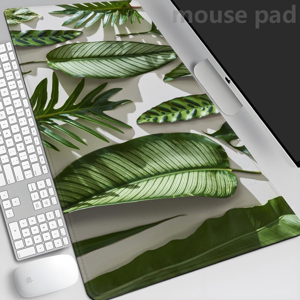 Green Tropical Plants Desk Mat Mousepad Computer Deskmat x Mouse Pad Kawaii Office Accessories Pc Table Rug Xxl Mouse Mats