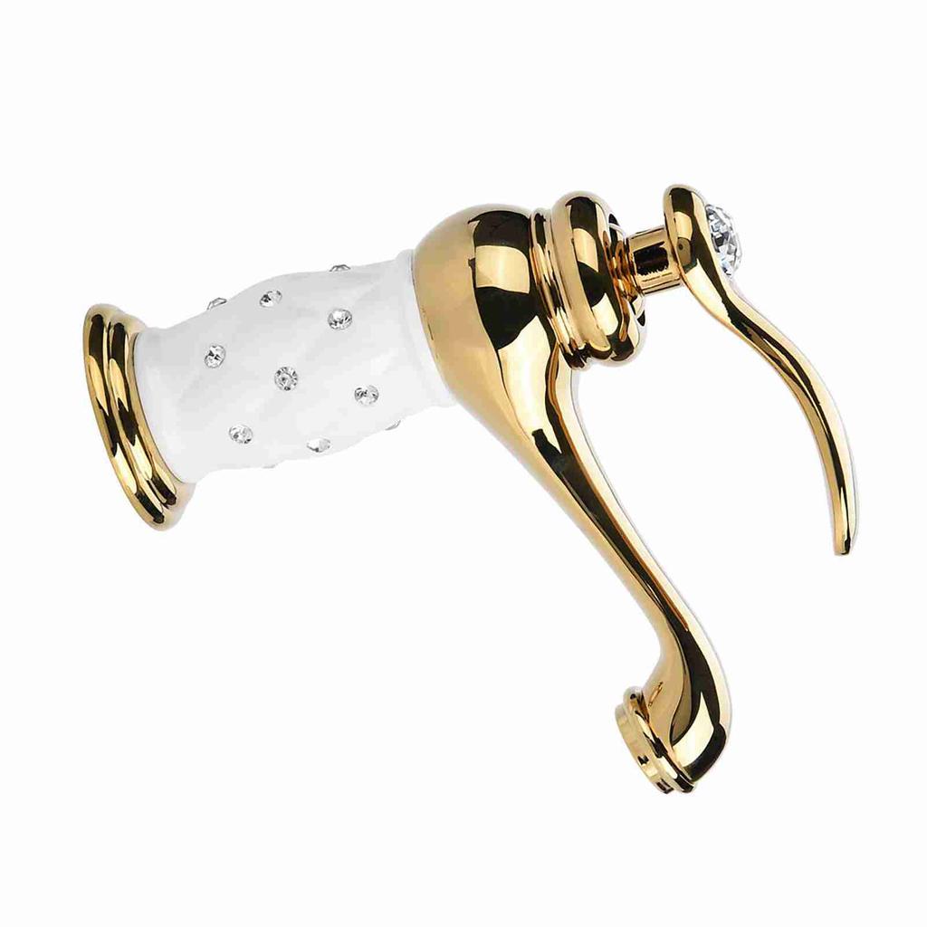 Mischbatterie aus massivem Messing Kalt-/Warmwasserhahn mit Ornamenten für Waschtischbecken (golden)