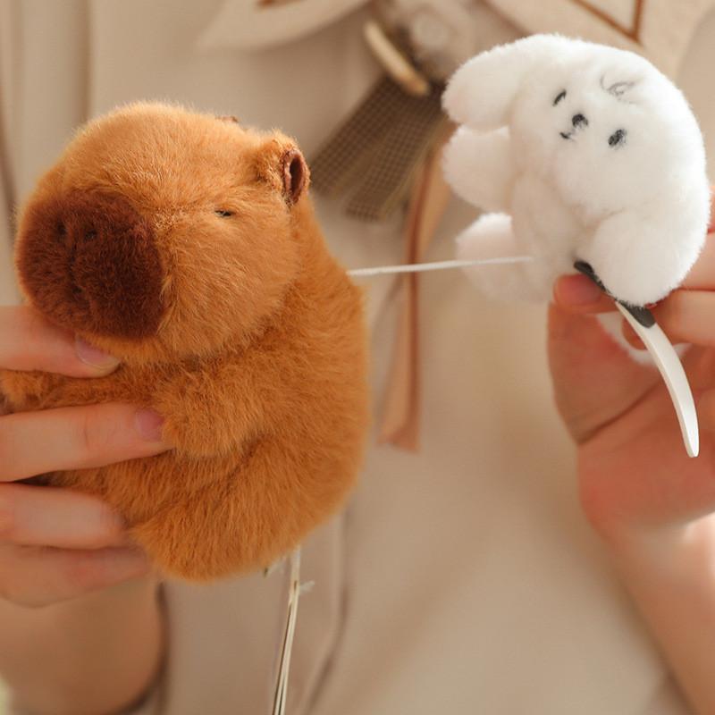 Delightful Capybara Plush Hanging Keychain Made From Luxurious Mink Plush Fabric