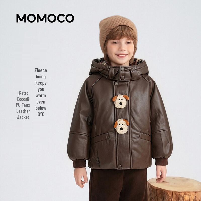 MOMOCO Boy s Fleece-Lined Faux Leather Winter Jacket 110