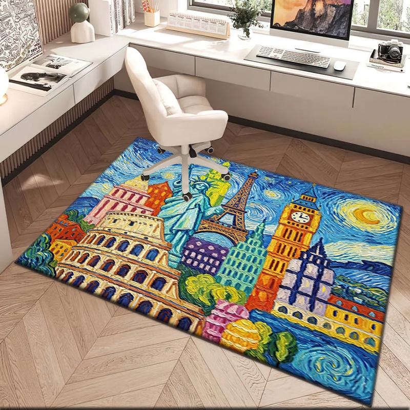 1pc Patriotic Theme Statue of Liberty Carpet Rug for Living Room Bedroom Home Sofa Decoration,Kids play Non-slip Floor Mat