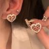 Explosive Sweetheart~ Pink Love Full of Diamonds Exquisite Earrings Women's Niche Design Girls' Stud Earrings Temperament Trend