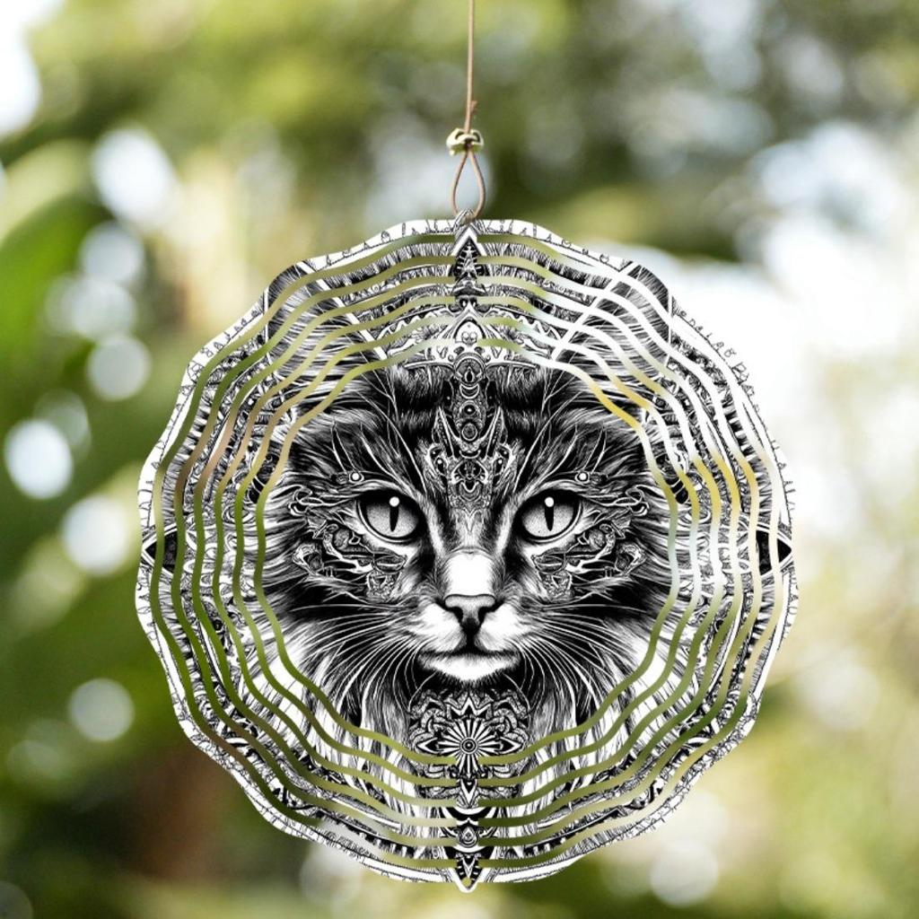 2D Mandala Flower Metal Wind Spinner - 360° Rotating Hanging Garden Decor, No Battery Needed, Wind Spinners Outdoor