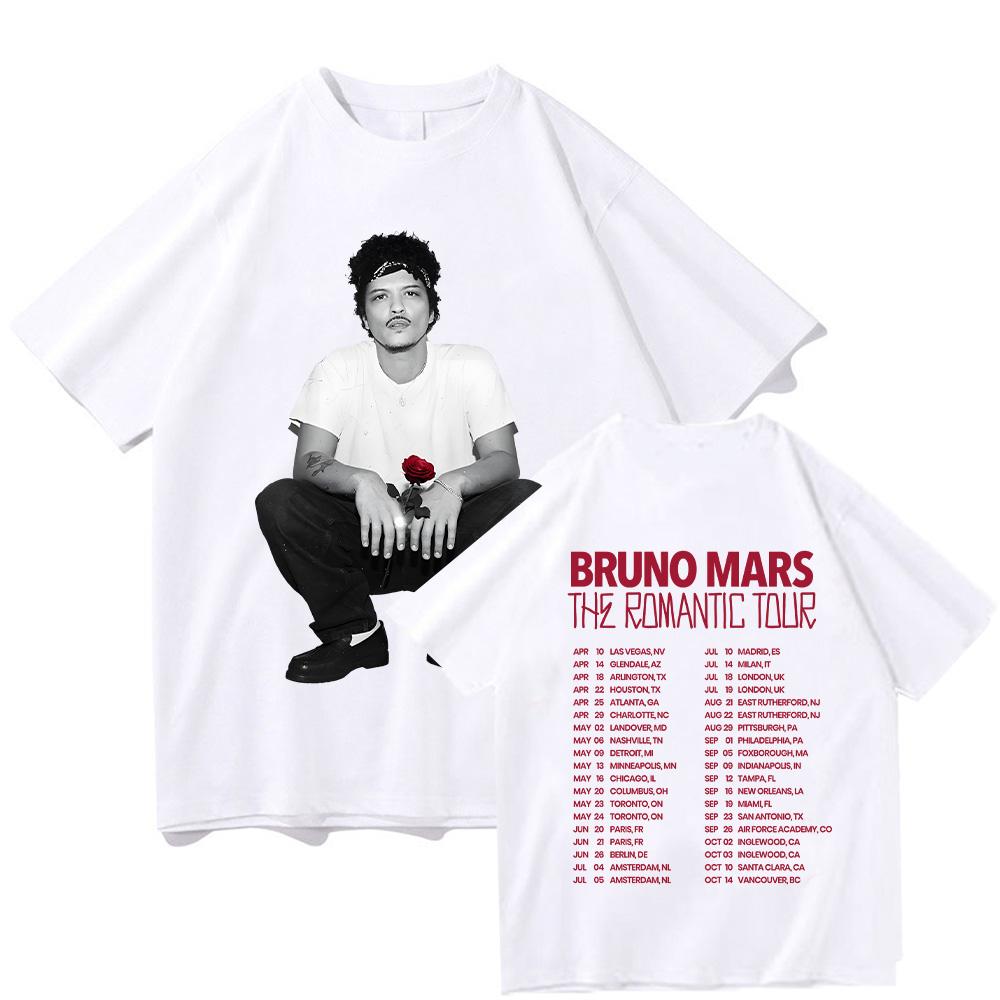 The Romantic Rose Tee Bruno Mars The Romantic Tour T-shirt High Quality 100Cotton Women Men Casual Clothing Y2K graphic shirts couple matching outfits