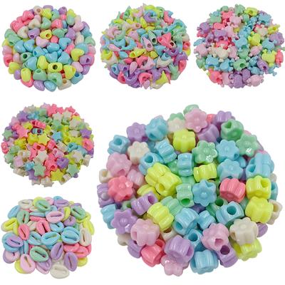 Home Party Supplies Acrylic Beads DIY Heart Flower Star Shaped 20 Pcs Cute Charms Bracelet for Jewelry Making 4mm Big Hole Cartoon