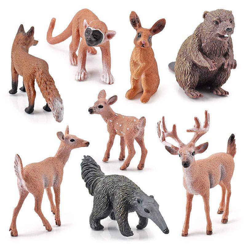 Pvc Forest Monkey Rabbit Fox Deer Figures Collection Realistic Static Models For Classroom And Display