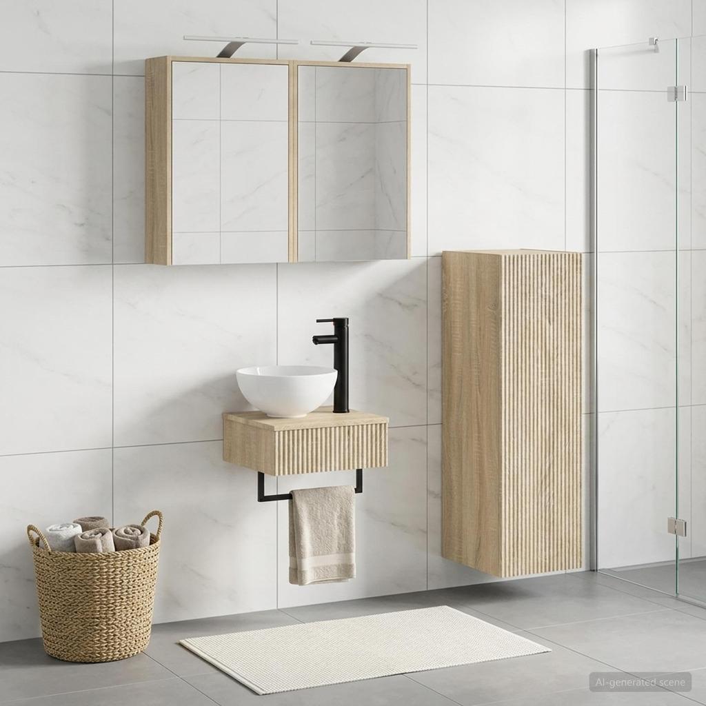 Bathroom Cabinet Set 4 Pcs Sonoma Oak 43 X 16 X 62.5 Cm