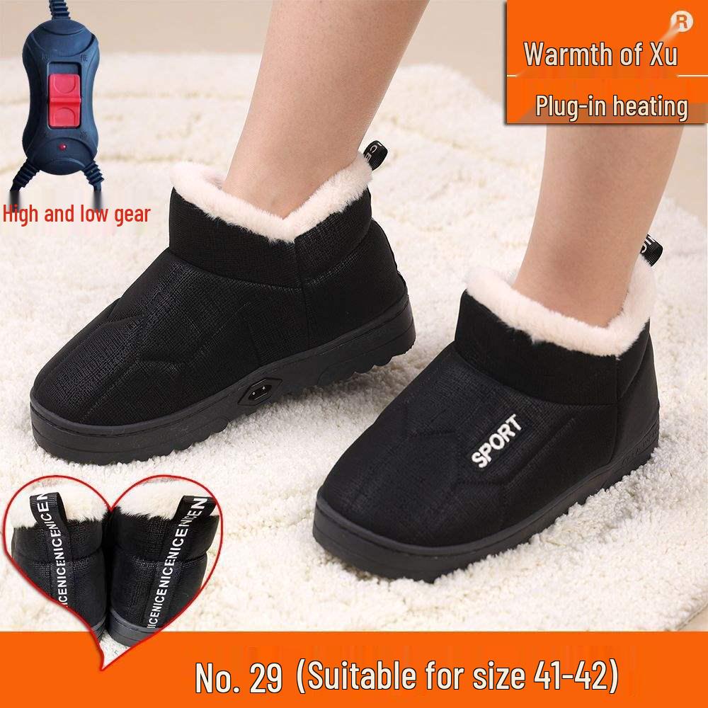 Men's and Women's Electric Heating Rechargeable Cotton Slippers - Warm Feet Device with Walking Pad