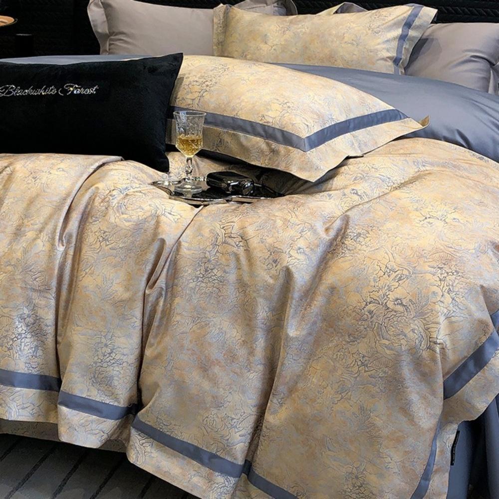 1000TC Egyptian Cotton Luxury Flowers Digital Printing Bedding Set 1 Duvet Cover Set, 1 Flat/Fitted Bed Sheet, 2 Pillowcases