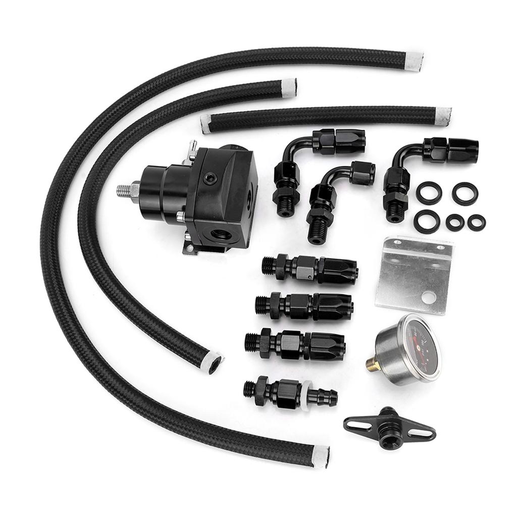 Universal Adjustable Fuel Pressure Regulator Fuel Pressure Regulator Adjustable Car Fuel Pressure Regulator Kit W/Gauge 100PSI