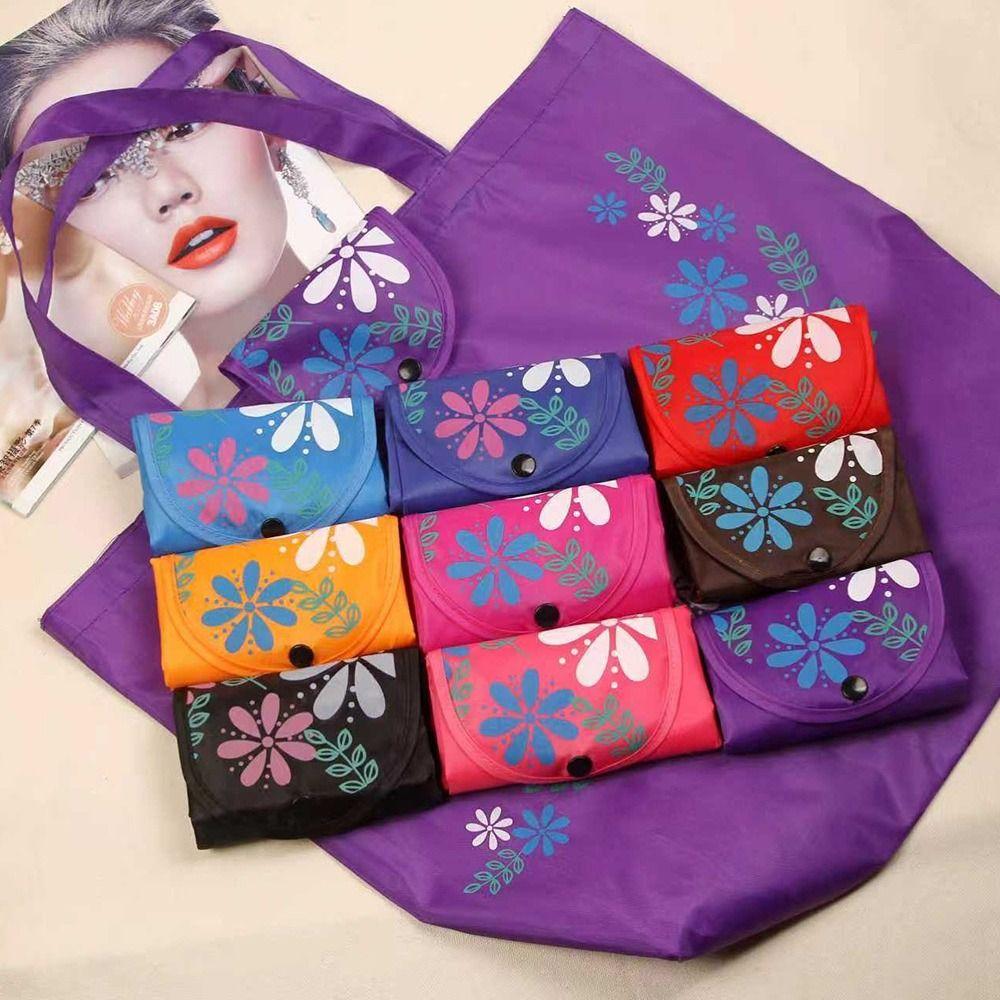 Durable Reusable Shopping Bag Pinted Waterproof Tote Bags Foldable Travel Grocery Bags