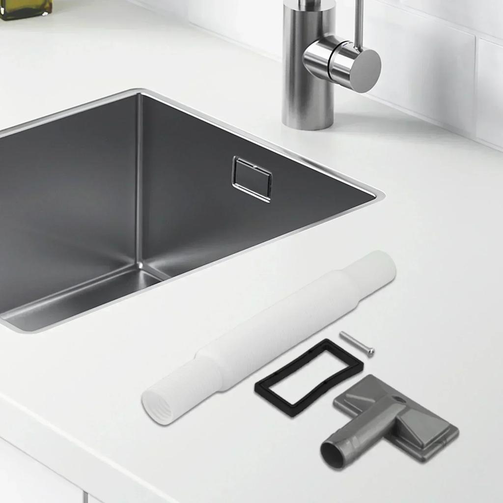 Gray Kitchen Sink Sink Overflow For Kitchen Use Adjustable Height Quick Installation Seals Square Interface 77.5 X 41 Mm