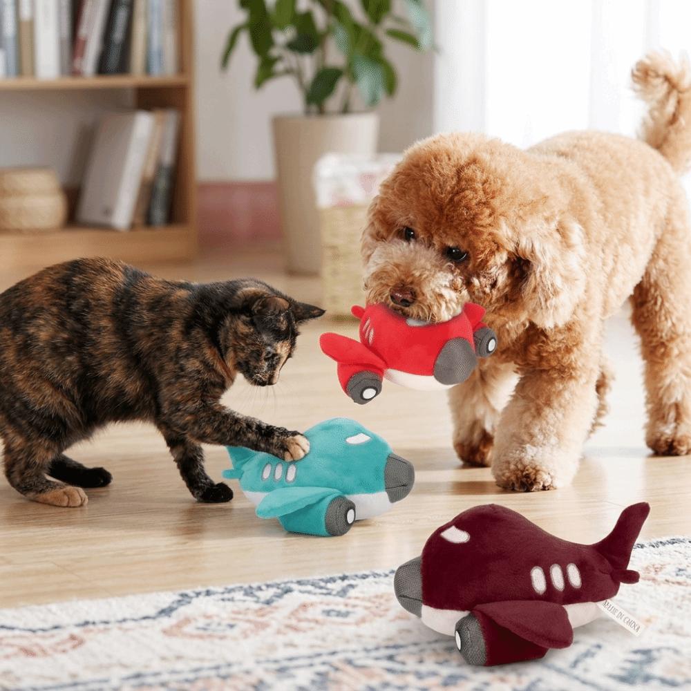 Eye-catching Shades Plush Dog Toy Cute Outline Squeaky Pet Toy Dog Chew Toy  Pet Entertainment красный