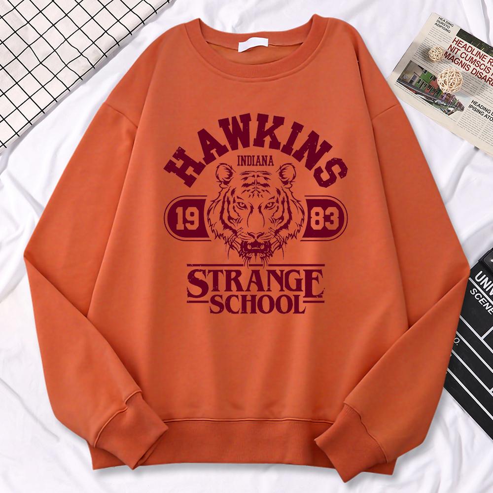 Casual Street Womens Sweatshirt Hawkins High School Indiana 1983 Printing Hoodies Loose Crewneck Pullovers