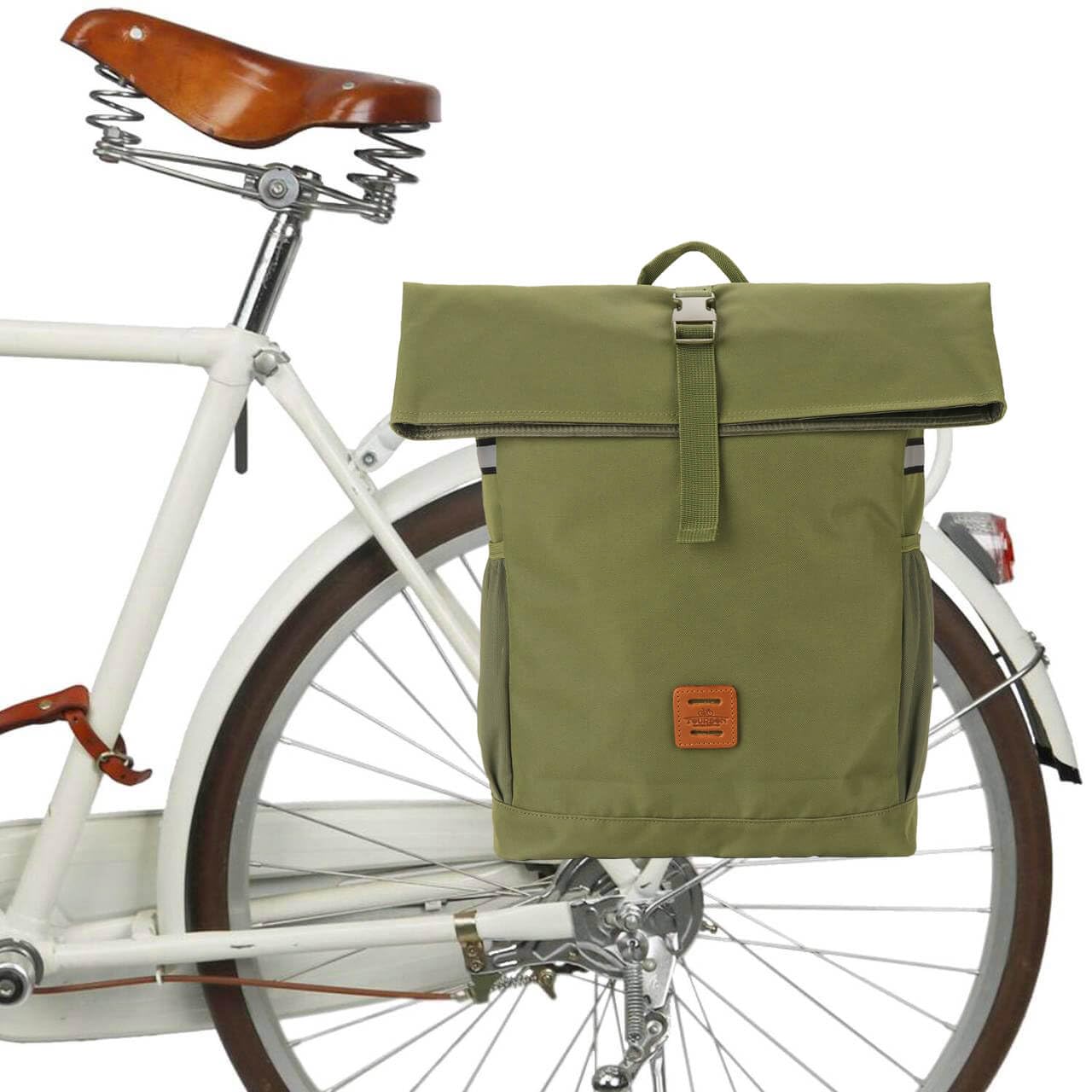 

TOURBON Нейлоновый рюкзак-велоштаны для заднего багажника велосипеда, для путешествий, поездок на работу, покупок, зелёный