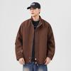 Solid Color Stand-Up Collar Jacket Men'S Season Loose Large Size Plaid Trendy Brand Versatile Jacket Trendy Casual Jacket
