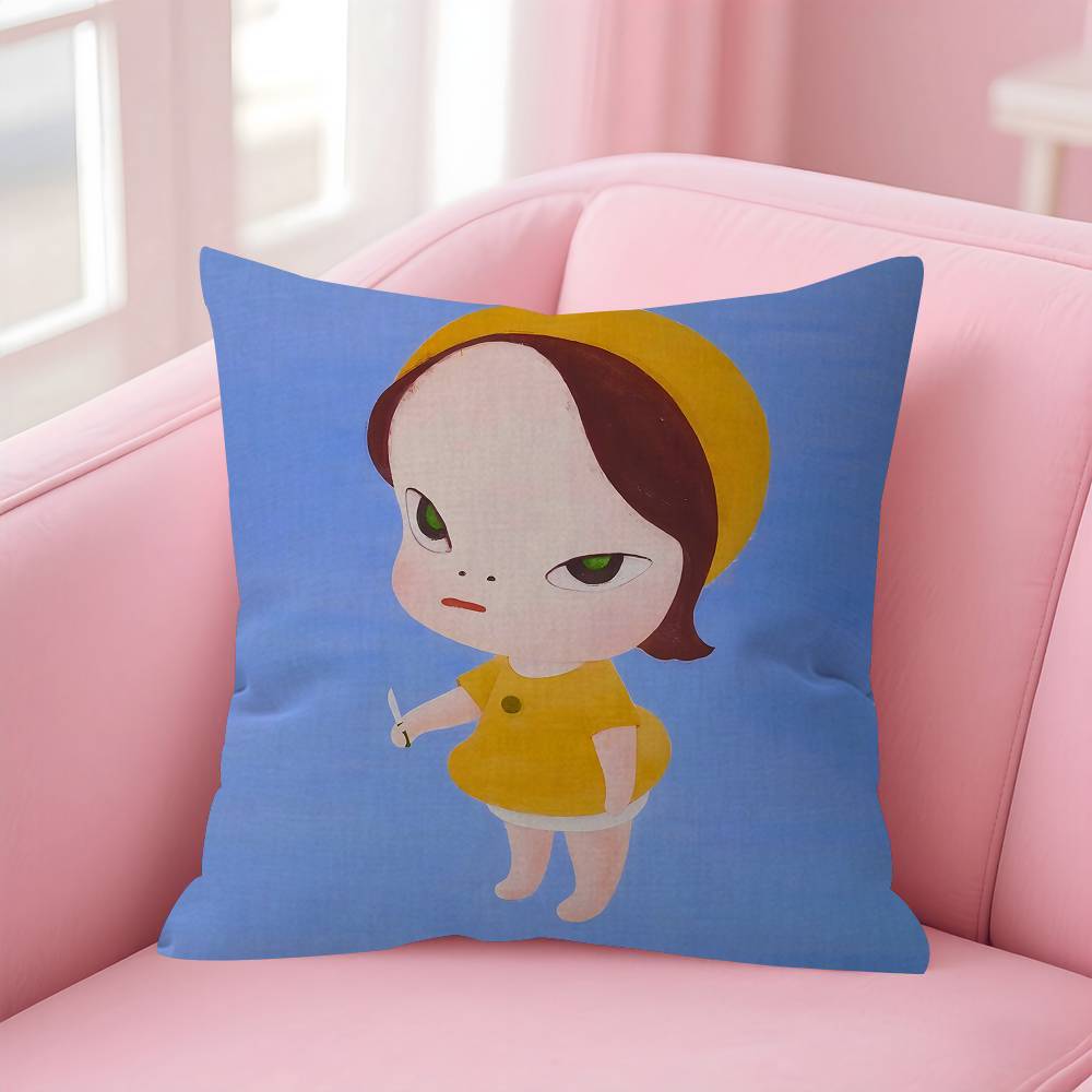 Art YYoshitomo NNaras Pillow Gift Home Office Decoration Bedroom Sofa Car Cushion Cover Case 45x45