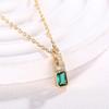 Emerald Green Lock Pendant Necklace with Micro Pave Accents