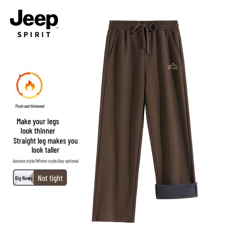 

JEEP SPIRIT Men s Fleece-Lined Wide-Leg Casual Pants