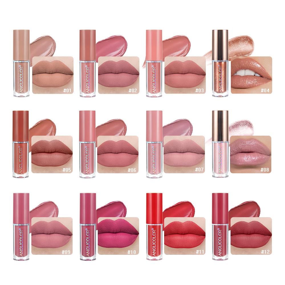 

12-Color Velvet Matte Lip Gloss Set – Non-Fading Liquid Lipstick for European and American Makeup