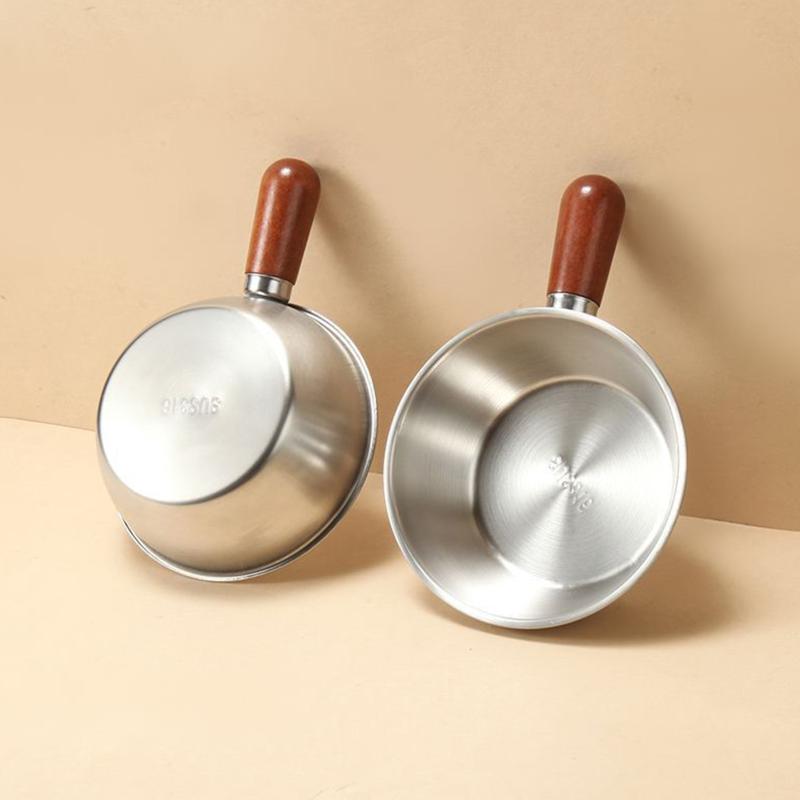 1 Stück Edelstahl-Öltopf Holz Mini-Suppentöpfe Milchtopf Verdickt Kleine Saucepfanne Kochwerkzeuge Küchenzubehör