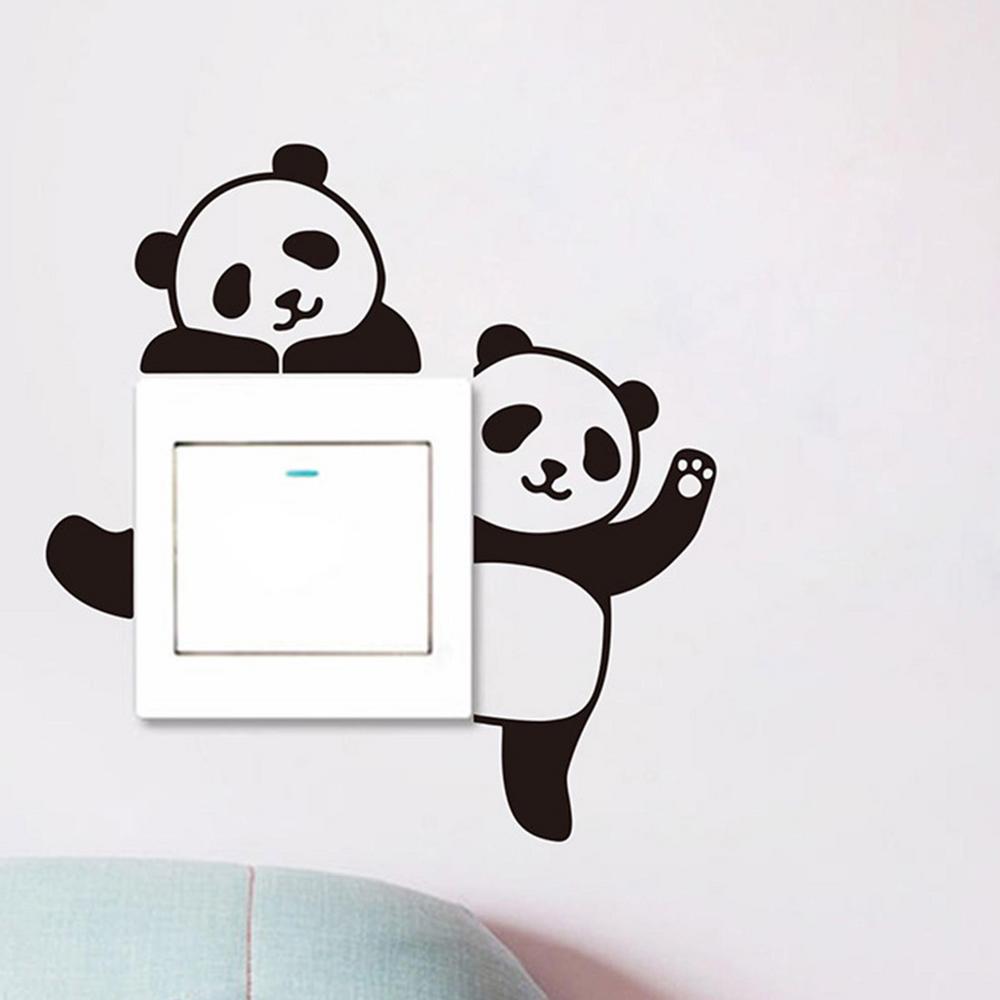 Switch Wall Sticker Cute Panda Switch Poster Stickers Removable Light Socket Decals Family DIY Decor Art Car Stickers Wall Art