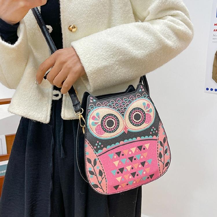 Cartoon Owl Crossbody Bag for Women Small Messenger Bag PU Leather Shoulder Bag