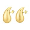 Gold-Plated Stainless Steel Oversized Teardrop Hoop Earrings - European & American Fashion for Women