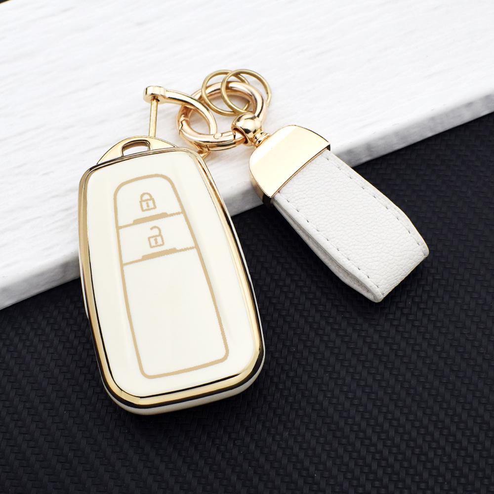 Fashion Shockproof Soft TPU Car Remote Key Case Cover for Toyota Prius Camry Corolla C-HR RAV4 Land Cruiser Prado Keychain  Ring