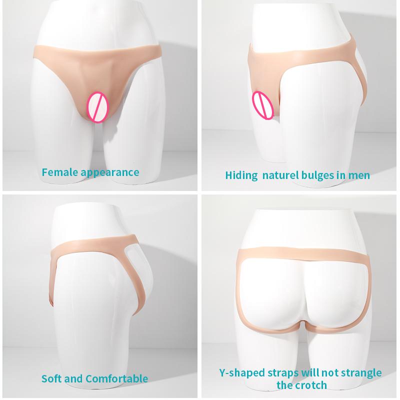 ONEFENG Realistic Silicone Panties Gays Pussy Pants  Sexy Fake Vagina Form Crossdresser Transgender Shemale Drag Queen Cosplay