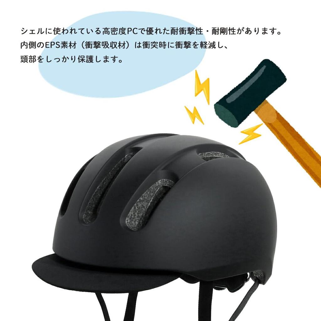 TEITO Adult Bicycle Helmet with Brim Size SG City School and Matte Navy SG-certified [Subsidy Eligible] 55-60cm, Mark, Authentic, Cycling, Commuting,