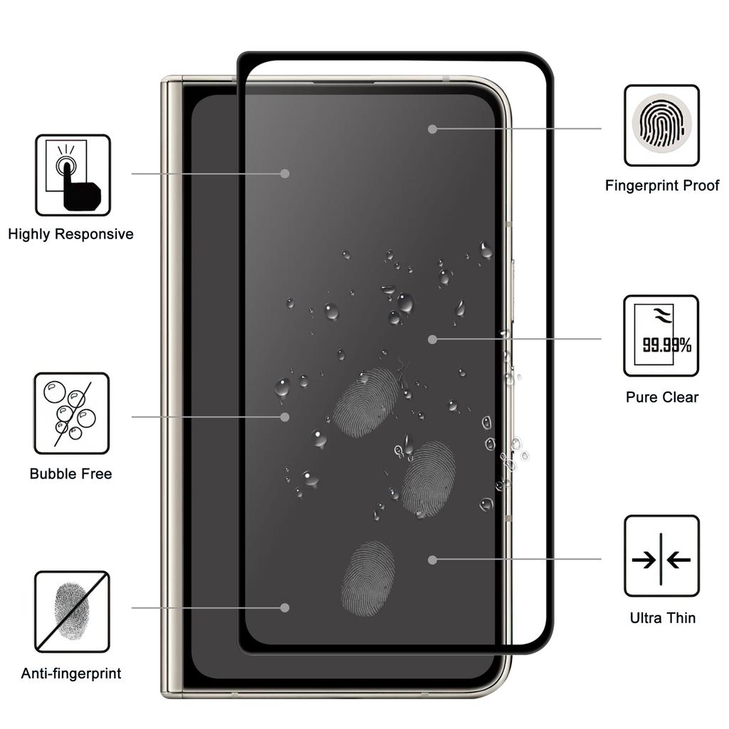 AGC Glass Screen Protector for Google Pixel Fold ,Full Glue Black Edge Full Cover Phone Screen Film