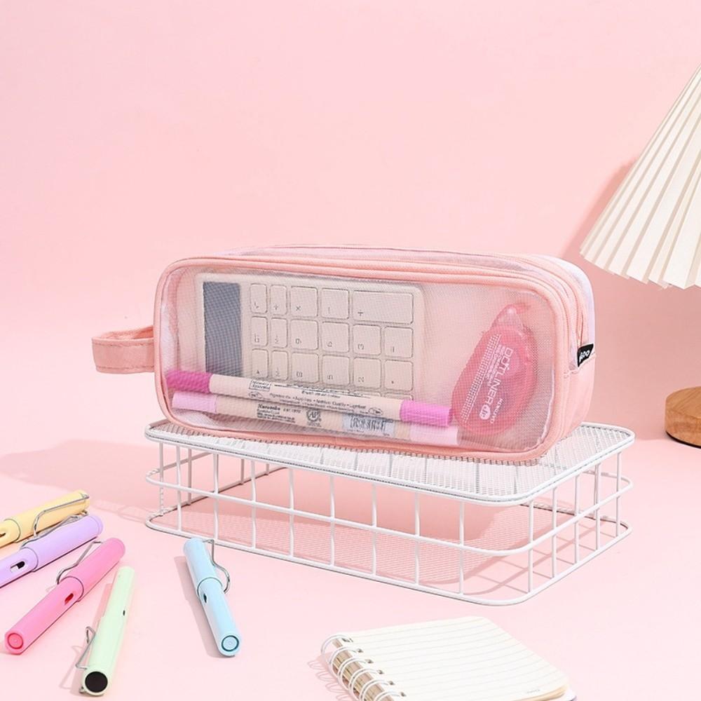 Transparent Pencil Case Mesh Stationery Pouch New Pen Organizer Bag Stationery