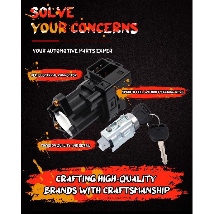 cciyu Ignition Lock Cylinder and Starter Switch Replacement Fits for 1997-2005 for Chevrolet for Oldsmobile for Pontiac