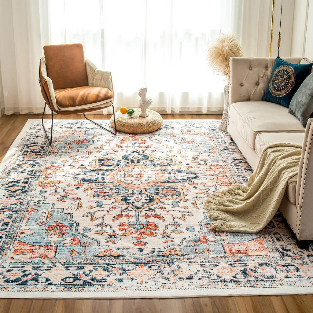 Persian National Style Carpet Retro Nordic Light Deluxe Bedroom Living Room Fully Covered with Imitation Cashmere Carpet