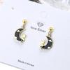 Cute Female Earrings  Sterling Silver Drop Glue Moon with Unique Cat Earrings for Women Wedding  Girls Gift Bijoux