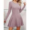 2025 Spring Autumn Knitted V-neck Long Sleeve Sweater Dress Elegant Slim Fit Women Casual Simple A-line Short Dress Fashion Solid Color Party Clothing